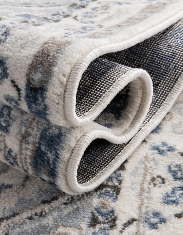 Ivory Aqua 5' 3 x 8' Charlotte Oval Area Rug 100% Polypropylene With Jute Backing Traditional Classical Durable Carpet for Living Dining Office Rooms for Sale at Rug Engine