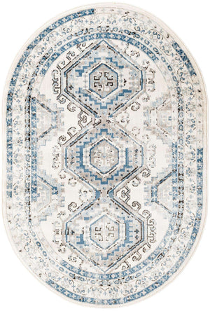 Ivory Aqua 4' 1 x 6' 1 Charlotte Oval Area Rug 100% Polypropylene With Jute Backing Traditional Classical Durable Carpet for Living Dining Office Rooms for Sale at Rug Engine