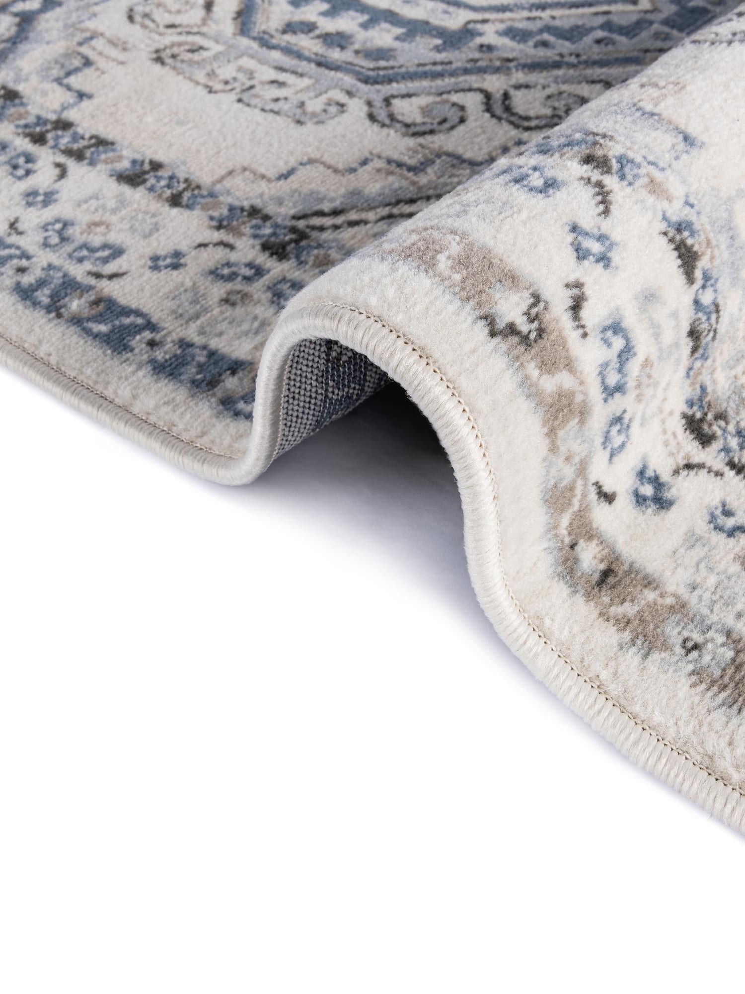 Ivory Aqua 5' 3 x 5' 3 Charlotte Octagon Area Rug 100% Polypropylene With Jute Backing Traditional Classical Durable Carpet for Living Dining Office Rooms for Sale at Rug Engine