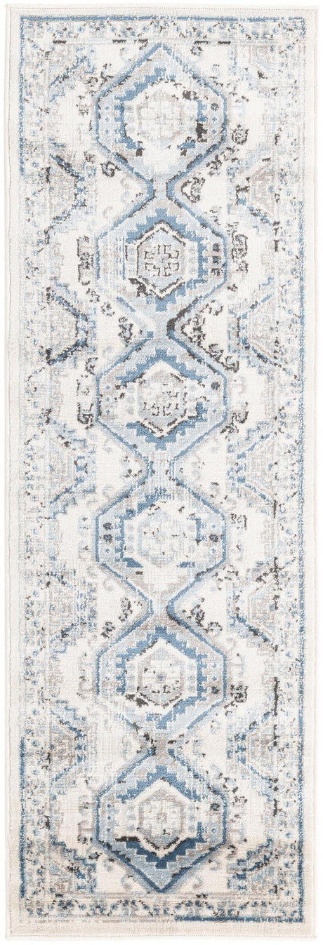 Ivory Aqua 2' x 6' 1 Charlotte Runner Area Rug 100% Polypropylene With Jute Backing Traditional Classical Durable Carpet for Living Dining Office Rooms for Sale at Rug Engine