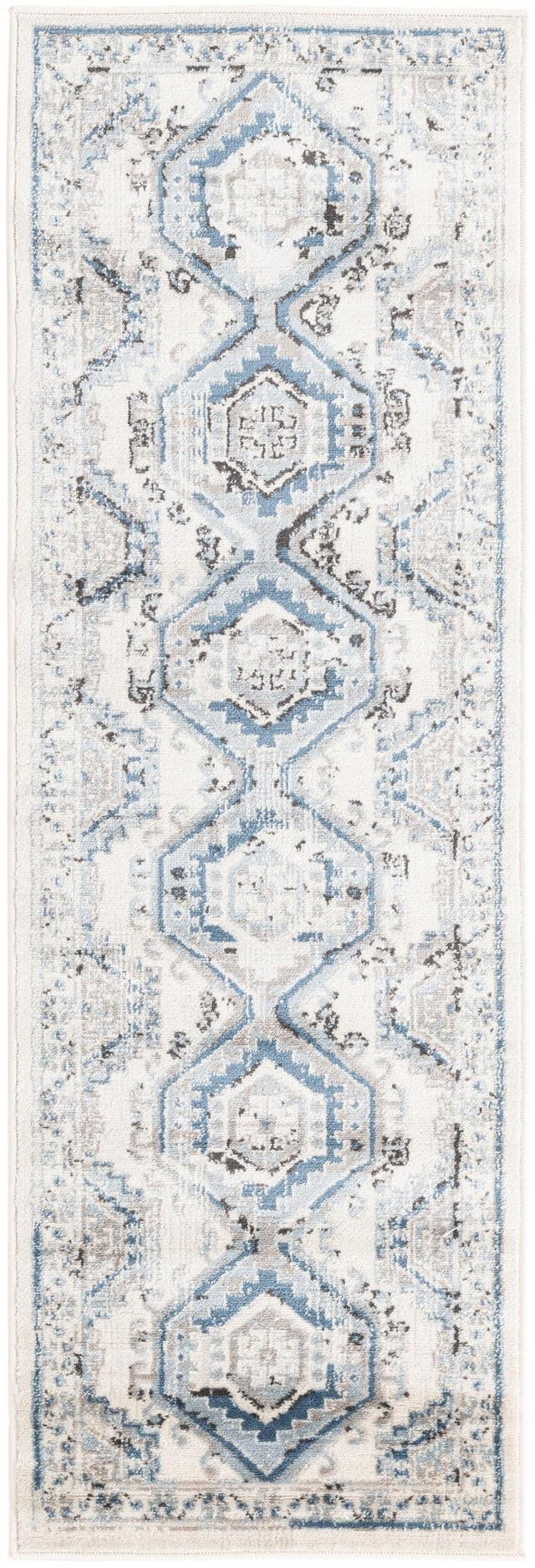 Ivory Aqua 2' x 6' 1 Charlotte Runner Area Rug 100% Polypropylene With Jute Backing Traditional Classical Durable Carpet for Living Dining Office Rooms for Sale at Rug Engine