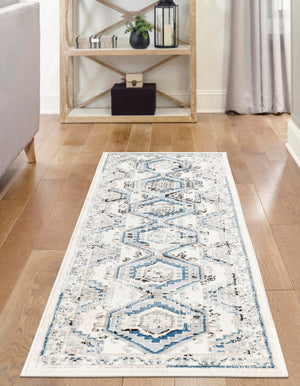 Ivory Aqua 3' 1 x 13' 1 Charlotte Runner Area Rug 100% Polypropylene With Jute Backing Traditional Classical Durable Carpet for Living Dining Office Rooms for Sale at Rug Engine
