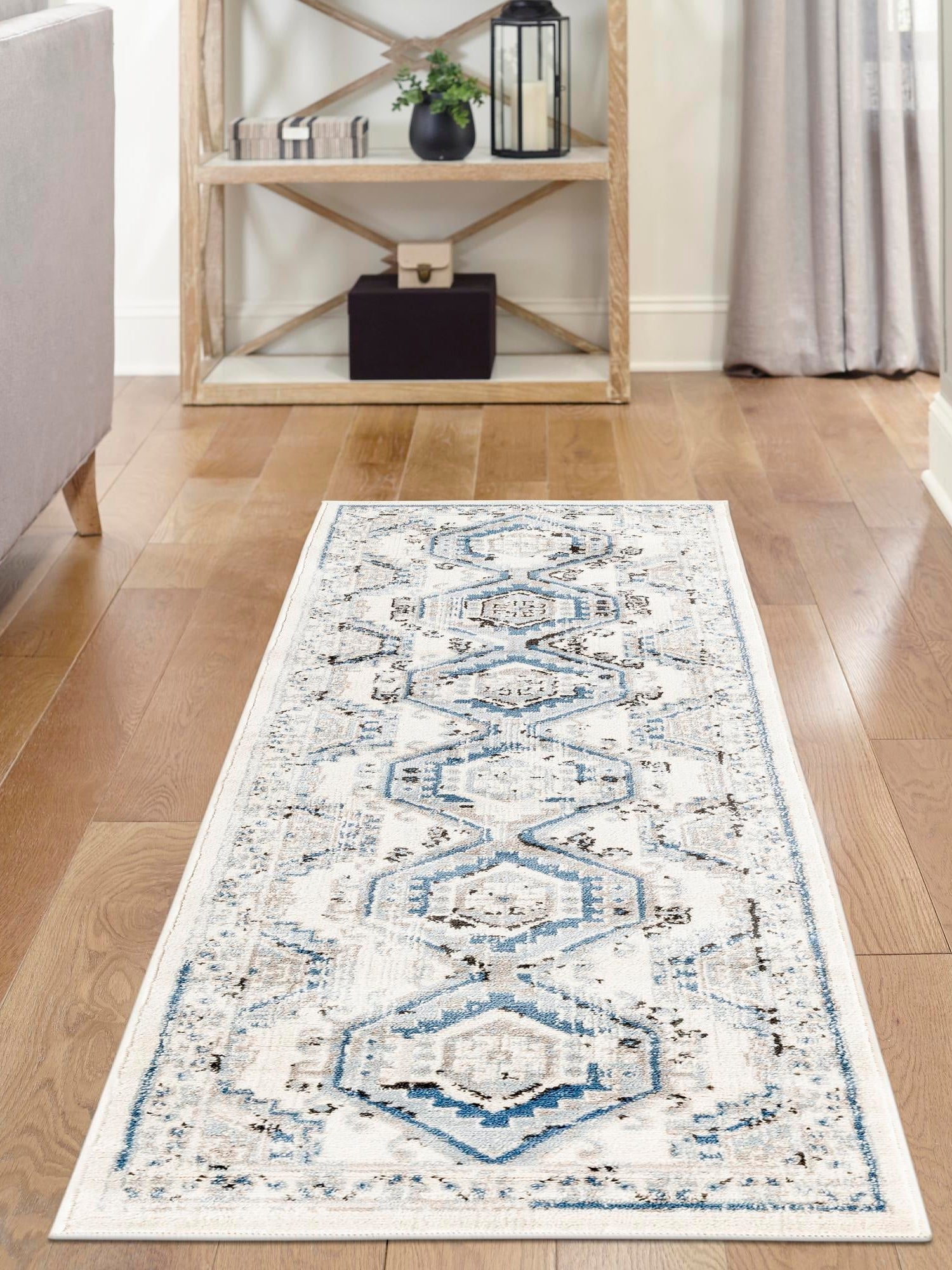 Ivory Aqua 3' 1 x 16' 5 Charlotte Runner Area Rug 100% Polypropylene With Jute Backing Traditional Classical Durable Carpet for Living Dining Office Rooms for Sale at Rug Engine