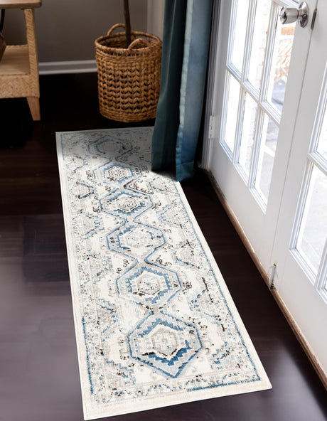 Ivory Aqua 3' 1 x 16' 5 Charlotte Runner Area Rug 100% Polypropylene With Jute Backing Traditional Classical Durable Carpet for Living Dining Office Rooms for Sale at Rug Engine