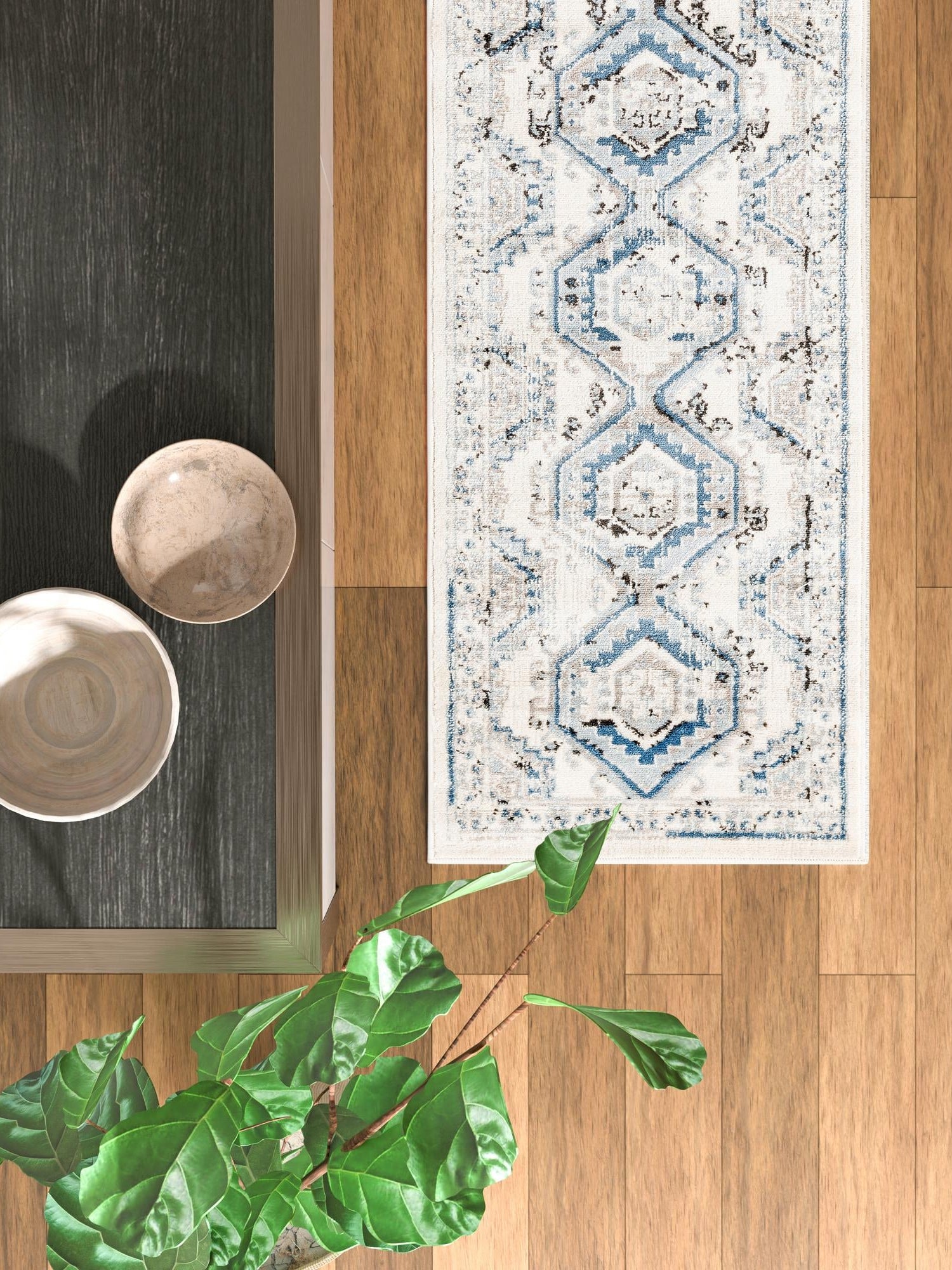 Ivory Aqua 3' 1 x 13' 1 Charlotte Runner Area Rug 100% Polypropylene With Jute Backing Traditional Classical Durable Carpet for Living Dining Office Rooms for Sale at Rug Engine