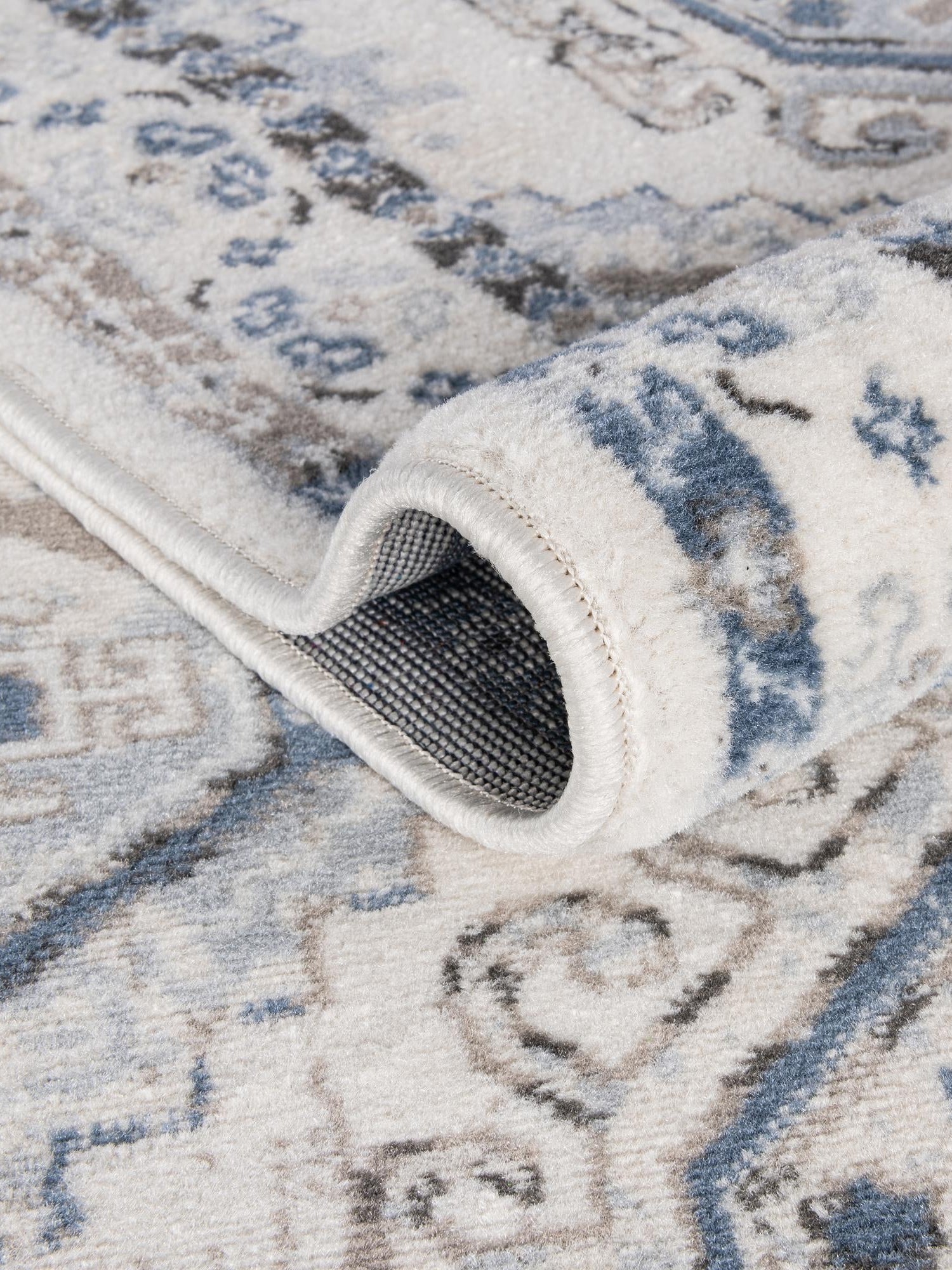 Ivory Aqua 2' x 10' Charlotte Runner Area Rug 100% Polypropylene With Jute Backing Traditional Classical Durable Carpet for Living Dining Office Rooms for Sale at Rug Engine