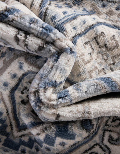 Ivory Aqua 2' x 10' Charlotte Runner Area Rug 100% Polypropylene With Jute Backing Traditional Classical Durable Carpet for Living Dining Office Rooms for Sale at Rug Engine