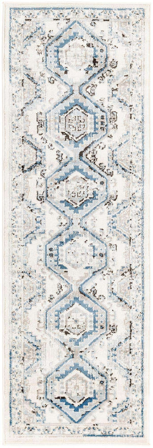 Ivory Aqua 2' x 6' 1 Charlotte Runner Area Rug 100% Polypropylene With Jute Backing Traditional Classical Durable Carpet for Living Dining Office Rooms for Sale at Rug Engine