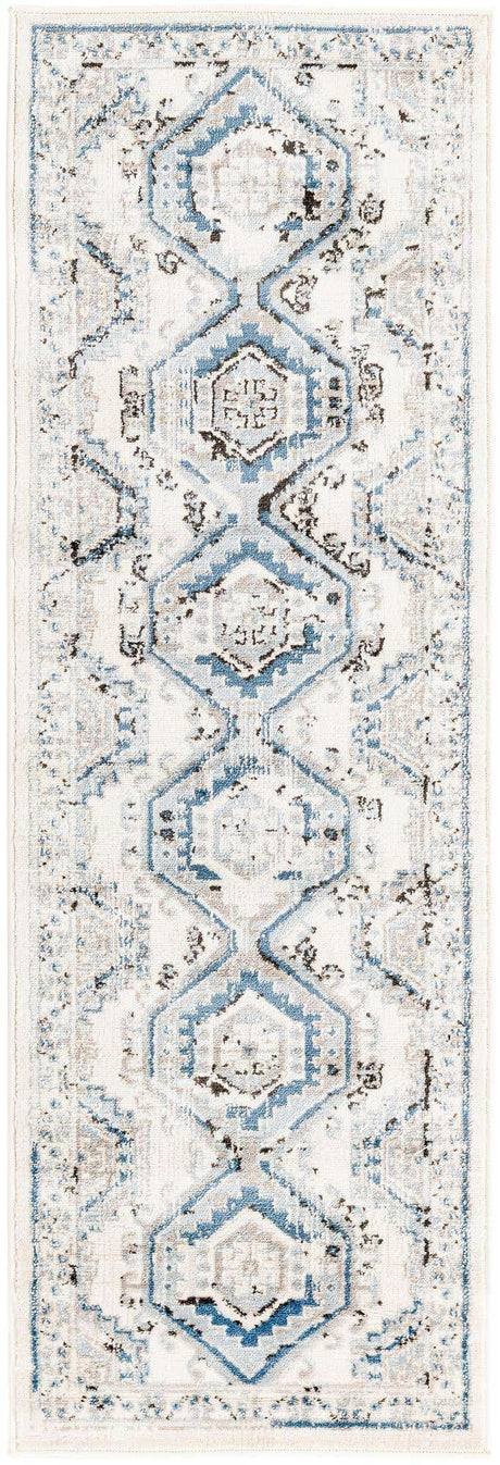 Ivory Aqua 2' x 6' 1 Charlotte Runner Area Rug 100% Polypropylene With Jute Backing Traditional Classical Durable Carpet for Living Dining Office Rooms for Sale at Rug Engine