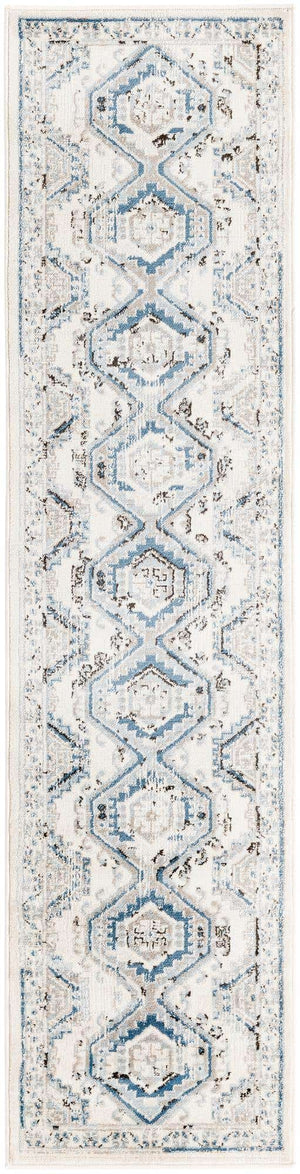 Ivory Aqua 2' x 8' Charlotte Runner Area Rug 100% Polypropylene With Jute Backing Traditional Classical Durable Carpet for Living Dining Office Rooms for Sale at Rug Engine
