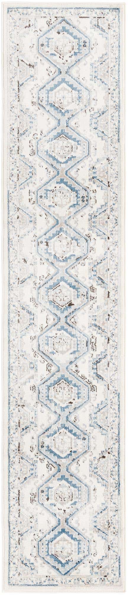 Ivory Aqua 2' x 10' Charlotte Runner Area Rug 100% Polypropylene With Jute Backing Traditional Classical Durable Carpet for Living Dining Office Rooms for Sale at Rug Engine