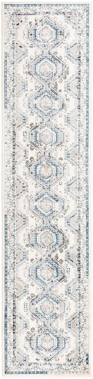 Ivory Aqua 3' 1 x 13' 1 Charlotte Runner Area Rug 100% Polypropylene With Jute Backing Traditional Classical Durable Carpet for Living Dining Office Rooms for Sale at Rug Engine