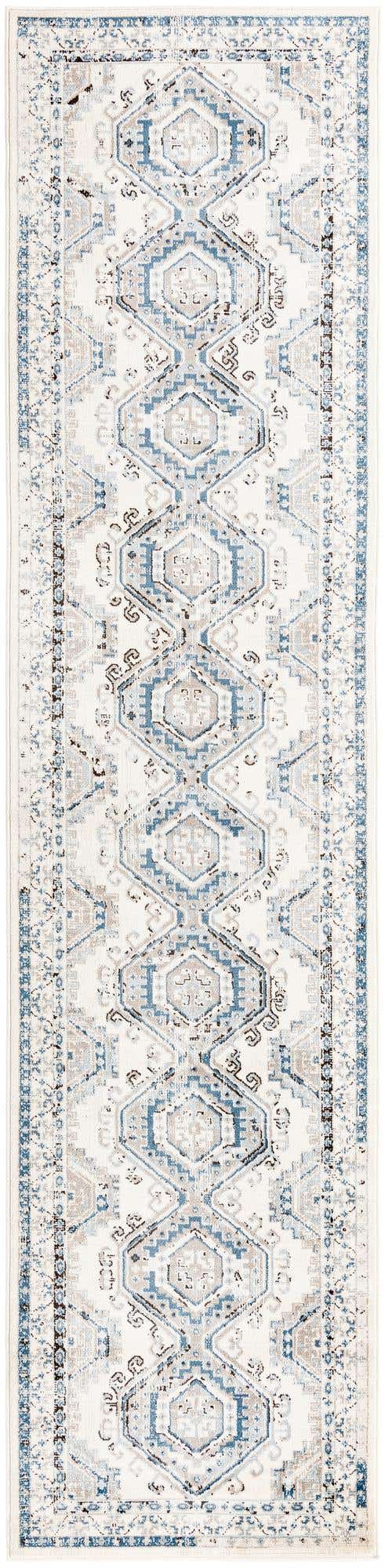 Ivory Aqua 3' 1 x 13' 1 Charlotte Runner Area Rug 100% Polypropylene With Jute Backing Traditional Classical Durable Carpet for Living Dining Office Rooms for Sale at Rug Engine