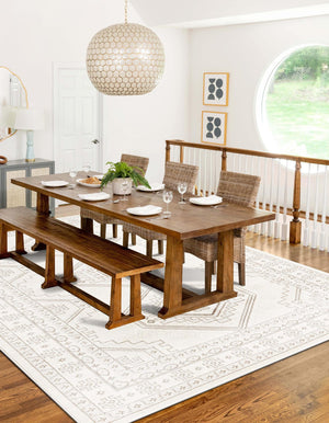 Ivory 10' x 13' Charlotte Rectangle Area Rug 100% Polypropylene With Jute Backing Traditional Classical Durable Carpet for Living Dining Office Rooms for Sale at Rug Engine
