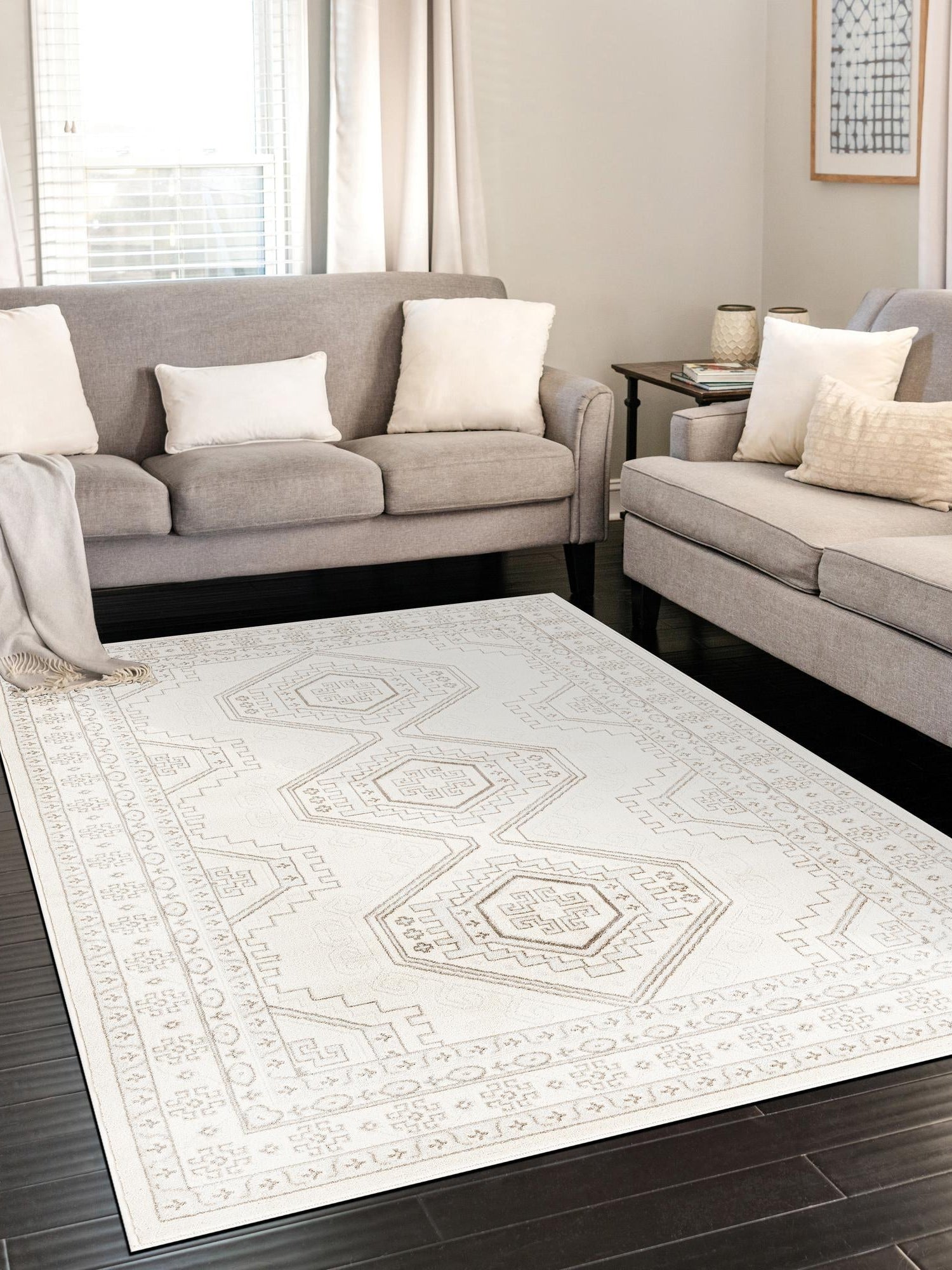 Ivory 3' 1 x 5' 3 Charlotte Rectangle Area Rug 100% Polypropylene With Jute Backing Traditional Classical Durable Carpet for Living Dining Office Rooms for Sale at Rug Engine
