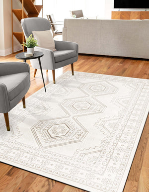 Ivory 5' 3 x 8' Charlotte Rectangle Area Rug 100% Polypropylene With Jute Backing Traditional Classical Durable Carpet for Living Dining Office Rooms for Sale at Rug Engine