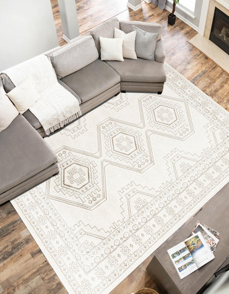 Ivory 7' 10 x 10' Charlotte Rectangle Area Rug 100% Polypropylene With Jute Backing Traditional Classical Durable Carpet for Living Dining Office Rooms for Sale at Rug Engine