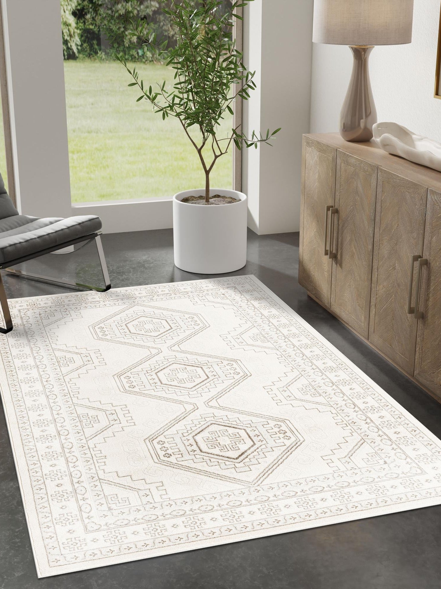 Ivory 2' x 3' 1 Charlotte Rectangle Area Rug 100% Polypropylene With Jute Backing Traditional Classical Durable Carpet for Living Dining Office Rooms for Sale at Rug Engine