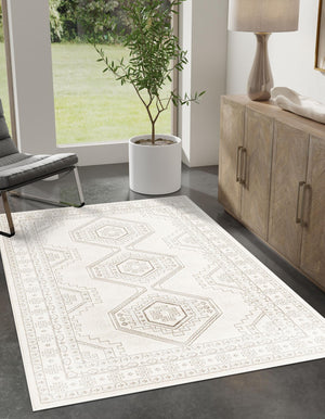 Ivory 9' x 12' Charlotte Rectangle Area Rug 100% Polypropylene With Jute Backing Traditional Classical Durable Carpet for Living Dining Office Rooms for Sale at Rug Engine