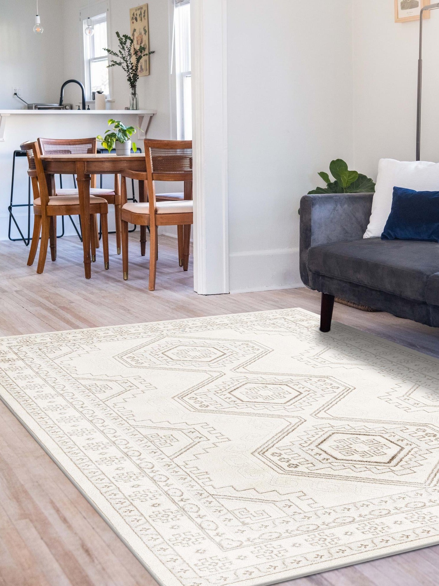 Ivory 7' 10 x 10' Charlotte Rectangle Area Rug 100% Polypropylene With Jute Backing Traditional Classical Durable Carpet for Living Dining Office Rooms for Sale at Rug Engine