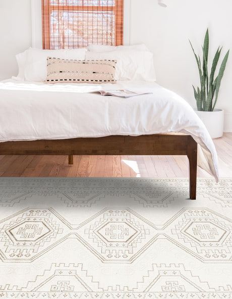 Ivory 5' 3 x 8' Charlotte Rectangle Area Rug 100% Polypropylene With Jute Backing Traditional Classical Durable Carpet for Living Dining Office Rooms for Sale at Rug Engine