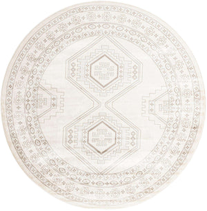 Ivory 7' 10 x 7' 10 Charlotte Round Area Rug 100% Polypropylene With Jute Backing Traditional Classical Durable Carpet for Living Dining Office Rooms for Sale at Rug Engine