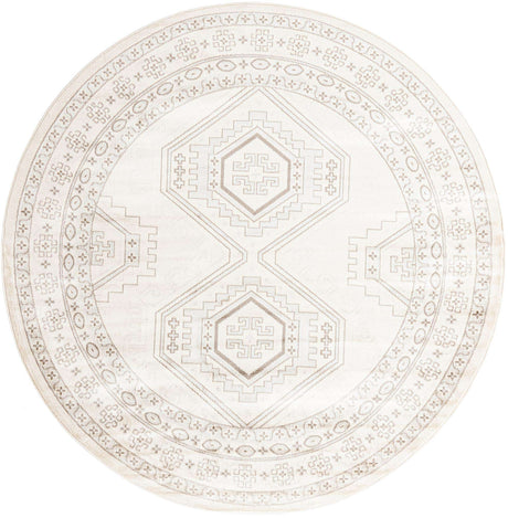 Ivory 7' 10 x 7' 10 Charlotte Round Area Rug 100% Polypropylene With Jute Backing Traditional Classical Durable Carpet for Living Dining Office Rooms for Sale at Rug Engine