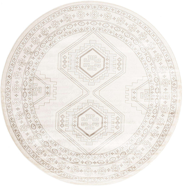 Ivory 7' 10 x 7' 10 Charlotte Round Area Rug 100% Polypropylene With Jute Backing Traditional Classical Durable Carpet for Living Dining Office Rooms for Sale at Rug Engine