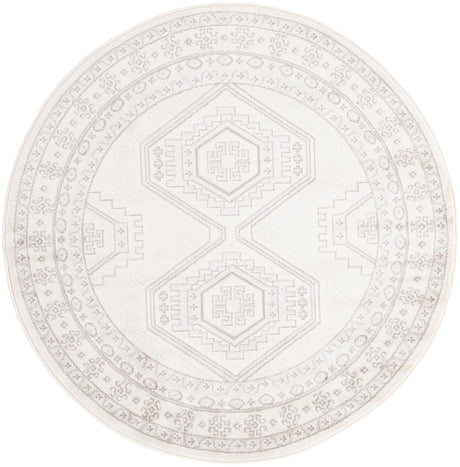 Ivory 5' 3 x 5' 3 Charlotte Round Area Rug 100% Polypropylene With Jute Backing Traditional Classical Durable Carpet for Living Dining Office Rooms for Sale at Rug Engine