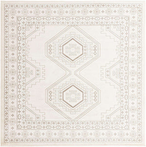 Ivory 7' 10 x 7' 10 Charlotte Square Area Rug 100% Polypropylene With Jute Backing Traditional Classical Durable Carpet for Living Dining Office Rooms for Sale at Rug Engine
