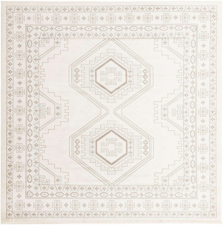 Ivory 7' 10 x 7' 10 Charlotte Square Area Rug 100% Polypropylene With Jute Backing Traditional Classical Durable Carpet for Living Dining Office Rooms for Sale at Rug Engine