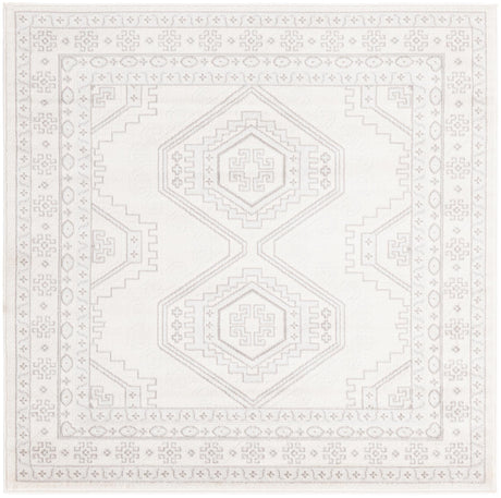 Ivory 5' 3 x 5' 3 Charlotte Square Area Rug 100% Polypropylene With Jute Backing Traditional Classical Durable Carpet for Living Dining Office Rooms for Sale at Rug Engine