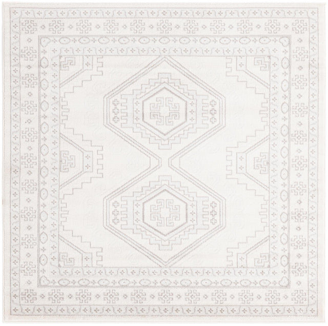 Ivory 5' 3 x 5' 3 Charlotte Square Area Rug 100% Polypropylene With Jute Backing Traditional Classical Durable Carpet for Living Dining Office Rooms for Sale at Rug Engine