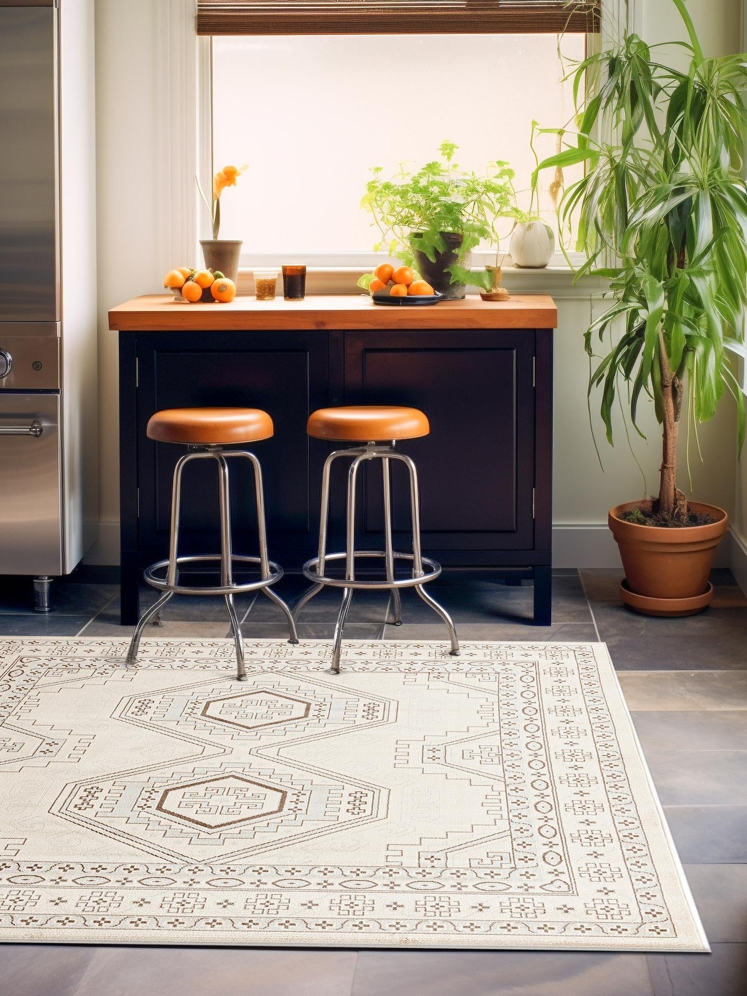 Ivory 4' 1 x 4' 1 Charlotte Square Area Rug 100% Polypropylene With Jute Backing Traditional Classical Durable Carpet for Living Dining Office Rooms for Sale at Rug Engine