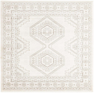 Ivory 5' 3 x 5' 3 Charlotte Square Area Rug 100% Polypropylene With Jute Backing Traditional Classical Durable Carpet for Living Dining Office Rooms for Sale at Rug Engine