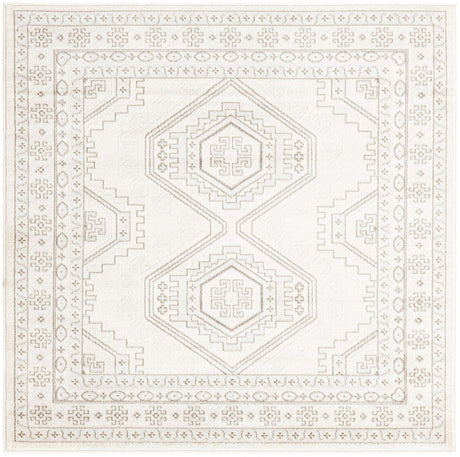 Ivory 5' 3 x 5' 3 Charlotte Square Area Rug 100% Polypropylene With Jute Backing Traditional Classical Durable Carpet for Living Dining Office Rooms for Sale at Rug Engine