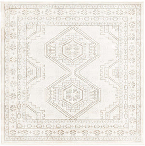 Ivory 4' 1 x 4' 1 Charlotte Square Area Rug 100% Polypropylene With Jute Backing Traditional Classical Durable Carpet for Living Dining Office Rooms for Sale at Rug Engine