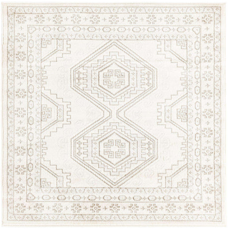 Ivory 4' 1 x 4' 1 Charlotte Square Area Rug 100% Polypropylene With Jute Backing Traditional Classical Durable Carpet for Living Dining Office Rooms for Sale at Rug Engine