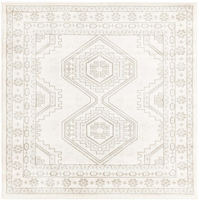 Ivory 4' 1 x 4' 1 Charlotte Square Area Rug 100% Polypropylene With Jute Backing Traditional Classical Durable Carpet for Living Dining Office Rooms for Sale at Rug Engine