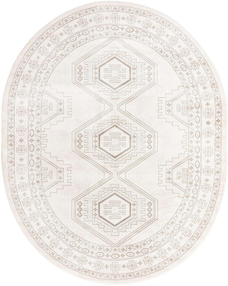 Ivory 7' 10 x 10' Charlotte Oval Area Rug 100% Polypropylene With Jute Backing Traditional Classical Durable Carpet for Living Dining Office Rooms for Sale at Rug Engine