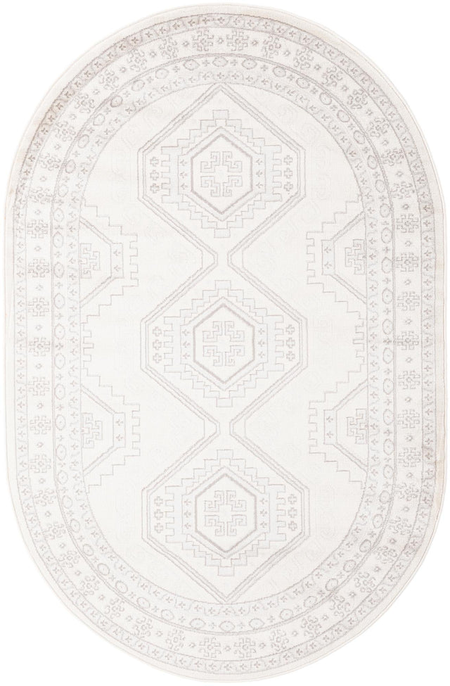Ivory 5' 3 x 8' Charlotte Oval Area Rug 100% Polypropylene With Jute Backing Traditional Classical Durable Carpet for Living Dining Office Rooms for Sale at Rug Engine