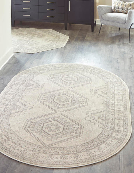 Ivory 5' 3 x 8' Charlotte Oval Area Rug 100% Polypropylene With Jute Backing Traditional Classical Durable Carpet for Living Dining Office Rooms for Sale at Rug Engine