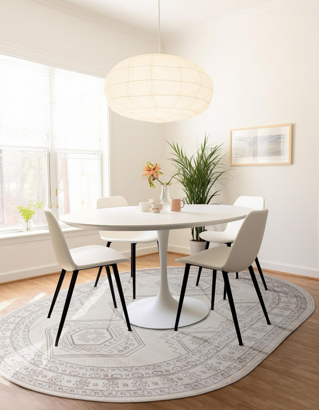 Ivory 5' 3 x 8' Charlotte Oval Area Rug 100% Polypropylene With Jute Backing Traditional Classical Durable Carpet for Living Dining Office Rooms for Sale at Rug Engine