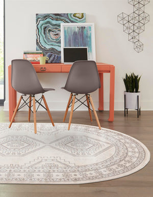 Ivory 4' 1 x 6' 1 Charlotte Oval Area Rug 100% Polypropylene With Jute Backing Traditional Classical Durable Carpet for Living Dining Office Rooms for Sale at Rug Engine
