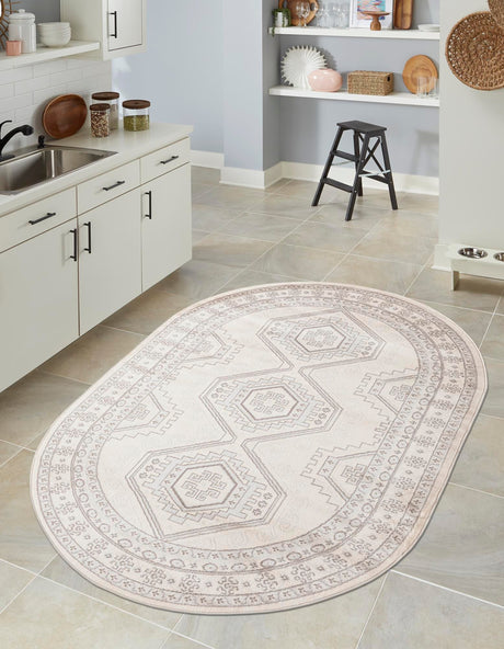 Ivory 7' 10 x 10' Charlotte Oval Area Rug 100% Polypropylene With Jute Backing Traditional Classical Durable Carpet for Living Dining Office Rooms for Sale at Rug Engine