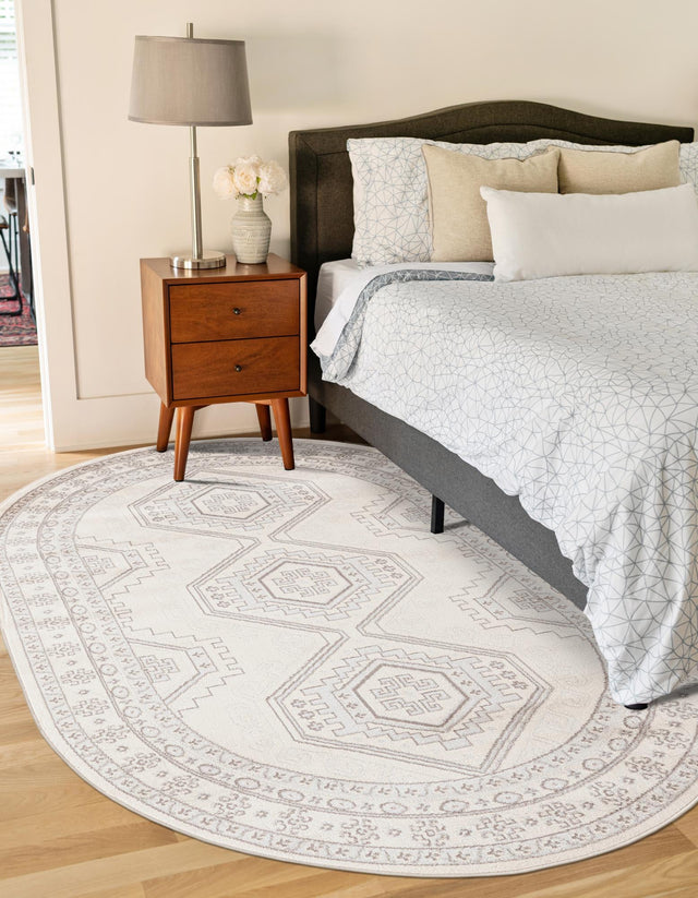 Ivory 5' 3 x 8' Charlotte Oval Area Rug 100% Polypropylene With Jute Backing Traditional Classical Durable Carpet for Living Dining Office Rooms for Sale at Rug Engine
