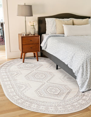 Ivory 7' 10 x 10' Charlotte Oval Area Rug 100% Polypropylene With Jute Backing Traditional Classical Durable Carpet for Living Dining Office Rooms for Sale at Rug Engine