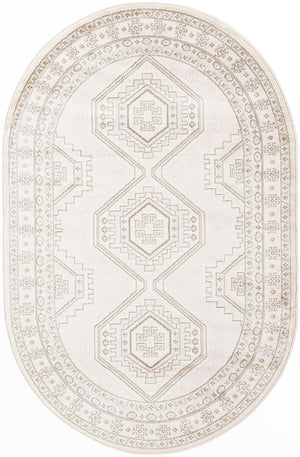 Ivory 5' 3 x 8' Charlotte Oval Area Rug 100% Polypropylene With Jute Backing Traditional Classical Durable Carpet for Living Dining Office Rooms for Sale at Rug Engine
