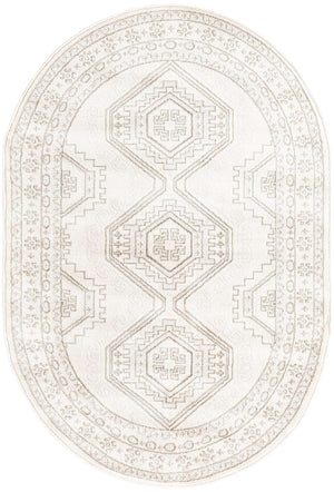 Ivory 4' 1 x 6' 1 Charlotte Oval Area Rug 100% Polypropylene With Jute Backing Traditional Classical Durable Carpet for Living Dining Office Rooms for Sale at Rug Engine