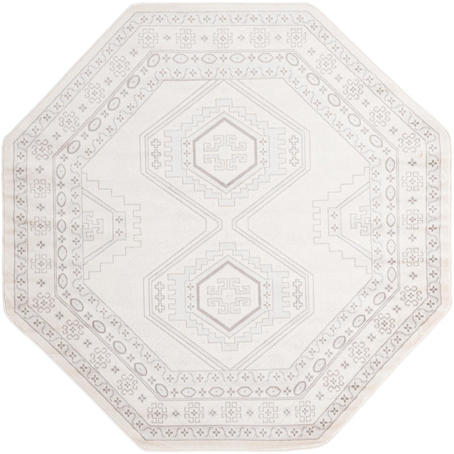 Ivory 7' 10 x 7' 10 Charlotte Octagon Area Rug 100% Polypropylene With Jute Backing Traditional Classical Durable Carpet for Living Dining Office Rooms for Sale at Rug Engine